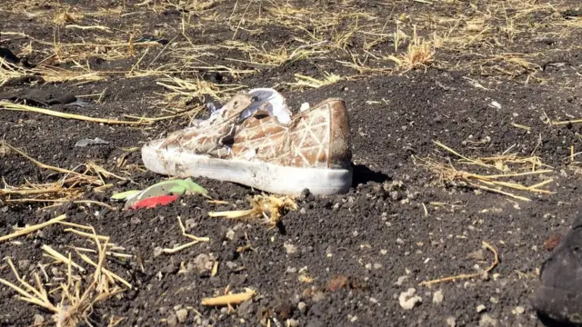 Shoe at siite of crash