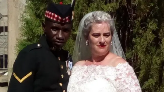 Denis Omondi with his wife Shelagh on their wedding day