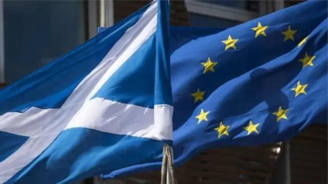 Saltire and EU flag