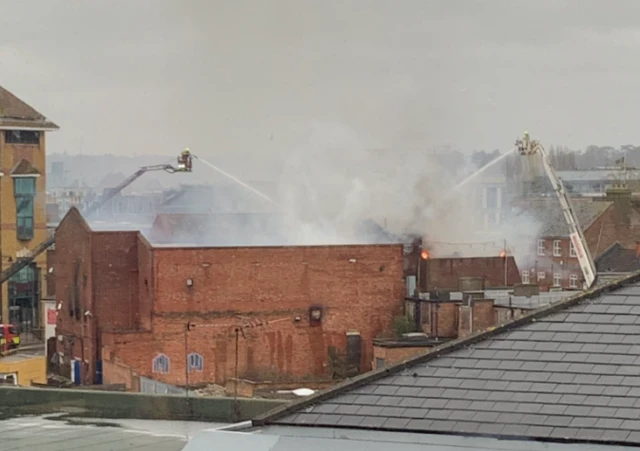 Fire in roof of nightclub building