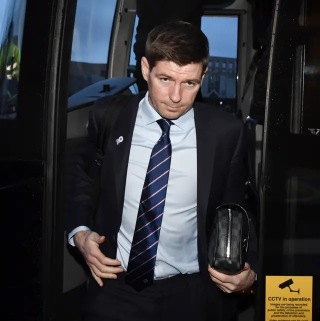 Rangers manager Steven Gerrard arrives at Ibrox