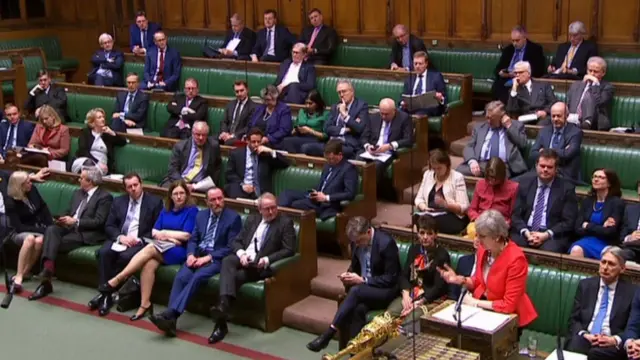 Britain"s Prime Minister Theresa May speaking at the start of the debate on the second meaningful vote on the government"s Brexit deal