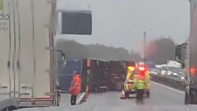 Overturned lorry