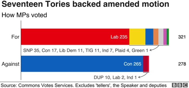 Chart showing party breakdown on main motion