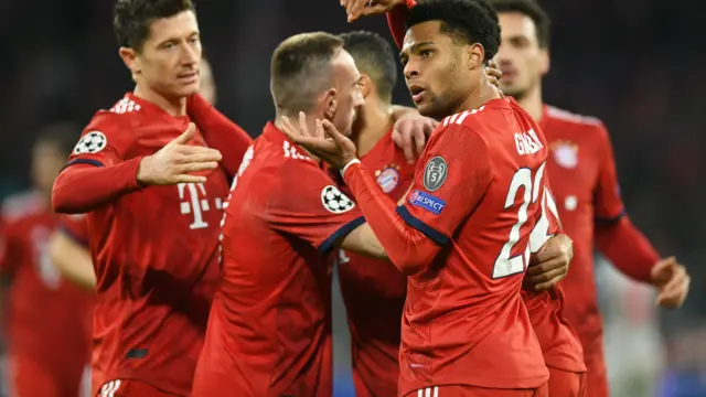 Serge Gnabry and his Bayern Munich team-mates celebrate