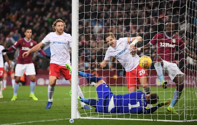 Tammy Abraham bundles in against Forest in Villa's 5-5 draw