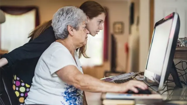 older lady on computer