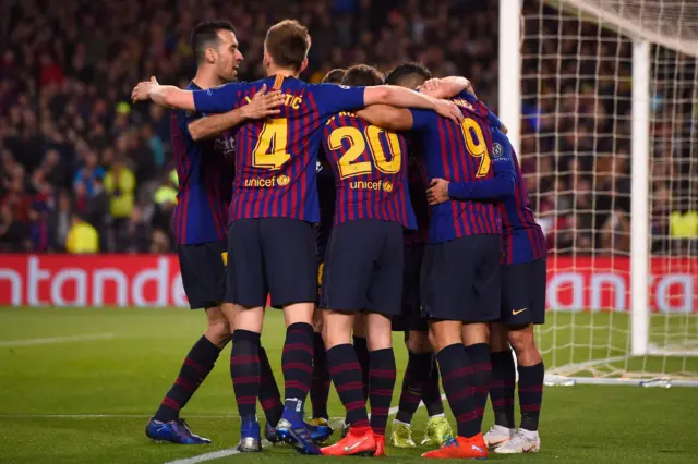 Barcelona players celebrate