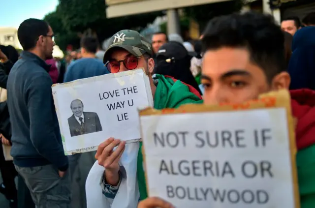 Anti-Bouteflika protestors pictured in Algeria