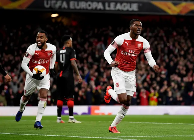 Ainsley Maitland-Niles celebrates