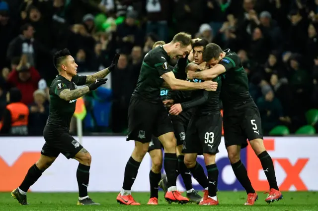 Krasnodar players celebrate