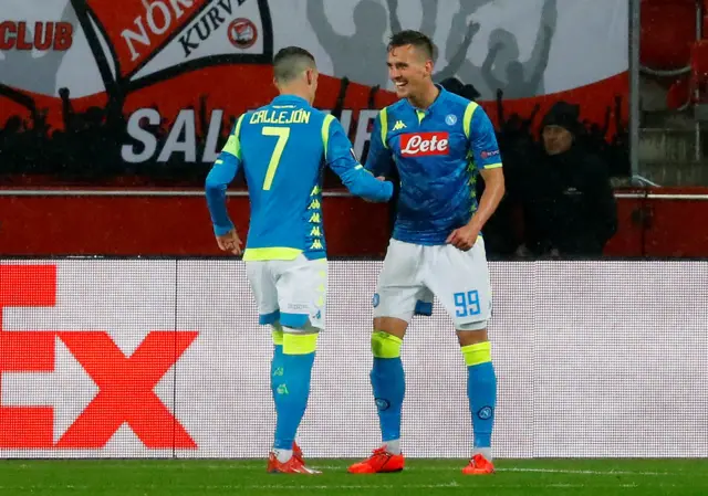 Arkadiusz Milik celebrates