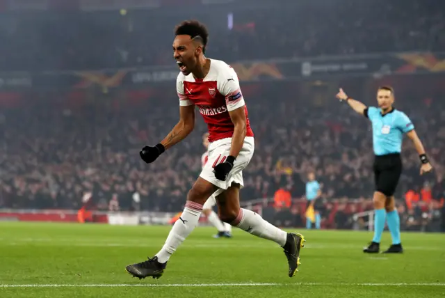 Pierre-Emerick Aubameyang celebrates