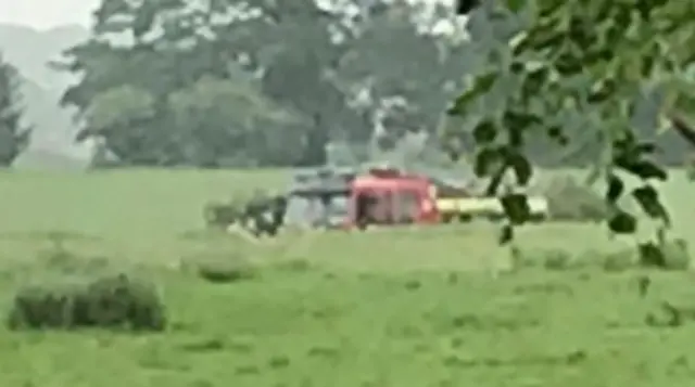 Helicopter crashed in field