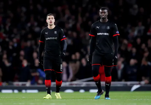 Rennes players react