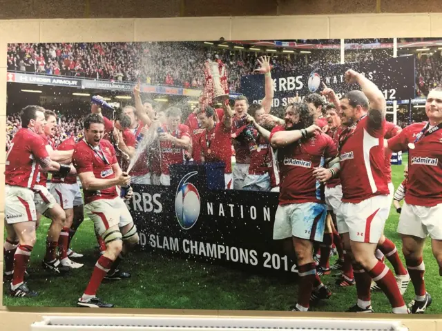 A picture of Wales players celebrating in 2012