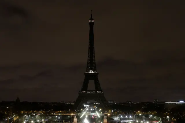 Eiffel Tower with lights out