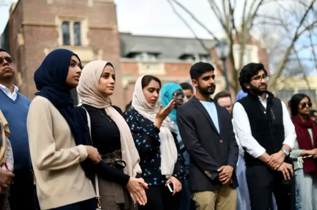 Students at a vigil in Pennsylvania, Philadelphia, US