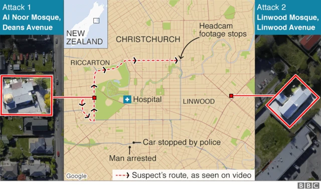 Map showing how attack unfolded