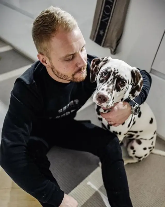 Valtteri Bottas and his dog