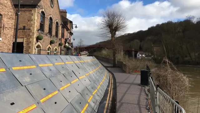 Flood barriers in Ironbridge, Shropshire