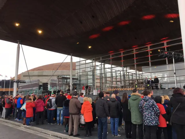 People outside the Senedd