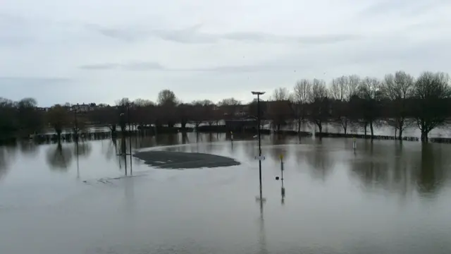 The only bit of the car park not underwater