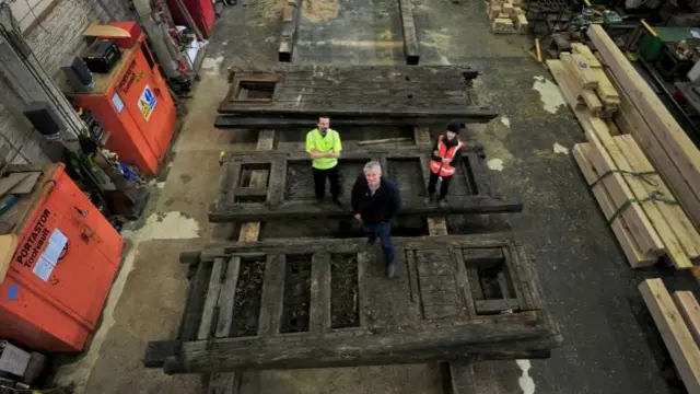 Lock gates being repaired