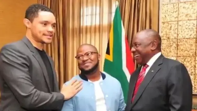 Trevor Noah and a friend meet President Cyril Ramaphosa