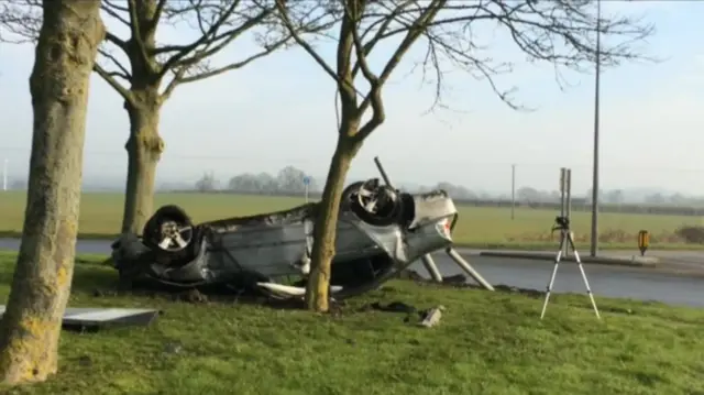 A car on its roof