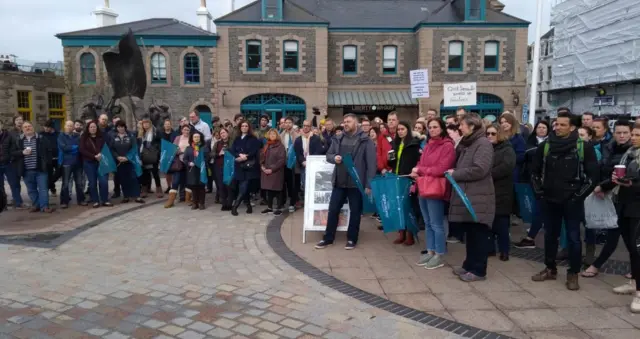 Teachers protesting