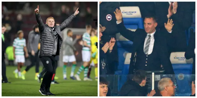 Celtic manager Neil Lennon and Leicester City boss Brendan Rodgers