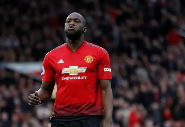 Romelu Lukaku reacts