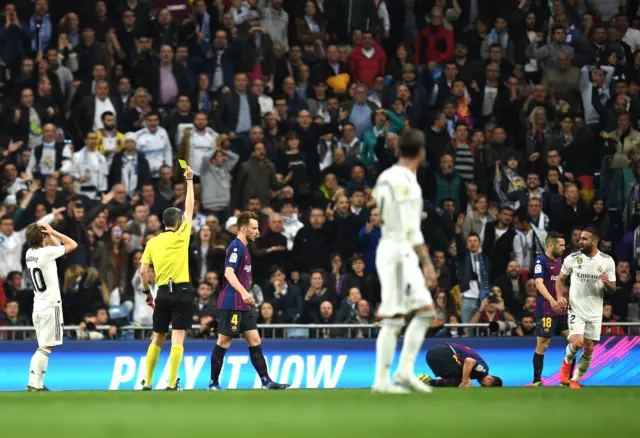 Dani Carvajal receives a yellow card