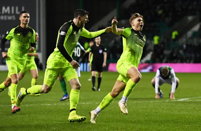 James Forrest celebrates