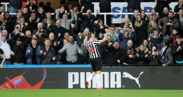Sean Longstaff celebrates