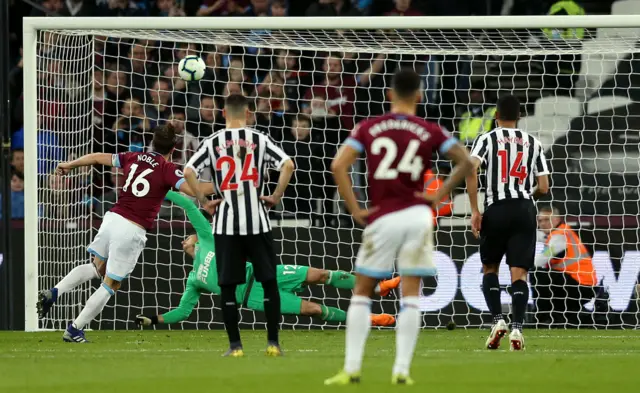 Noble scores a penalty