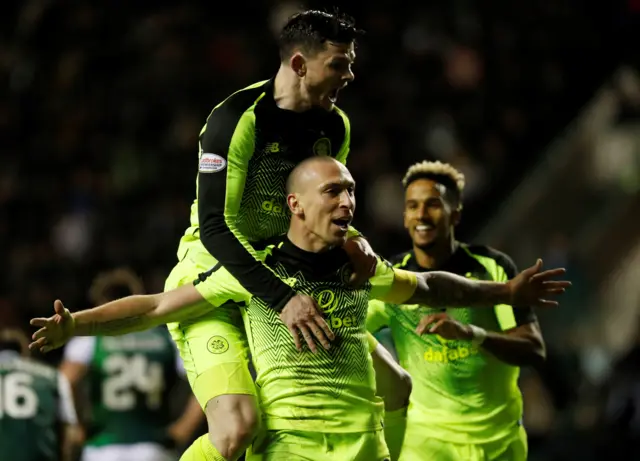 Celtic celebrate Scott Brown's goal