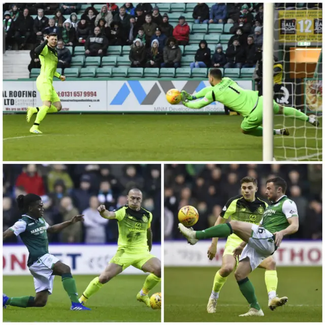 Action from the first half at Easter Road