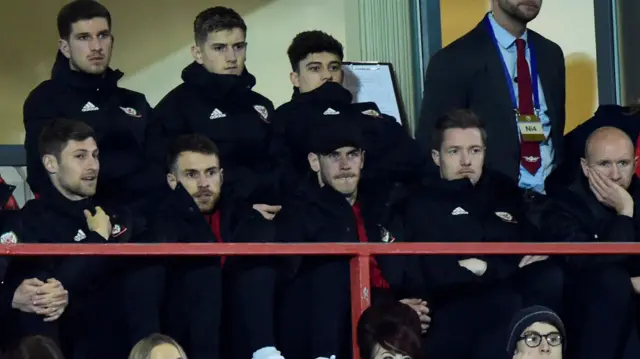 Gareth Bale in the stands at the Racecourse Ground