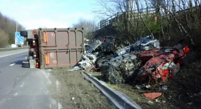 Overturned lorry