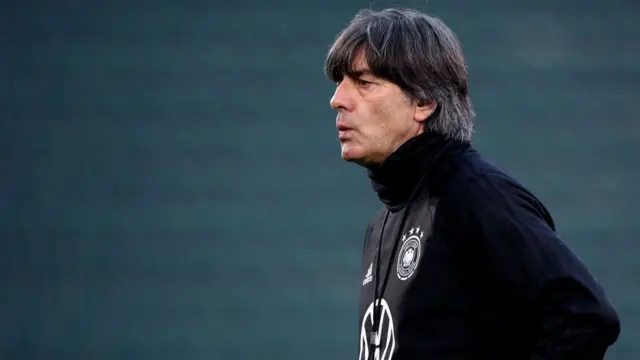 Germany manager Joachim Low watches training