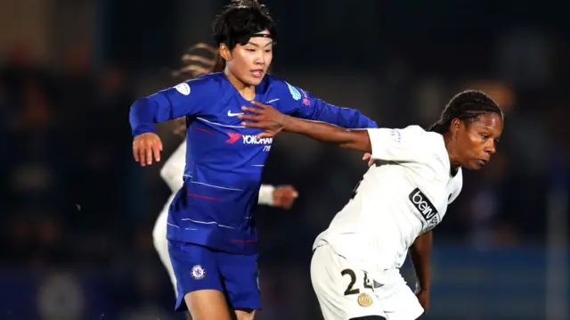 Ji So-Yun (left) in action for Chelsea