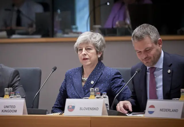 Theresa May at the European leaders' summit in Brussels