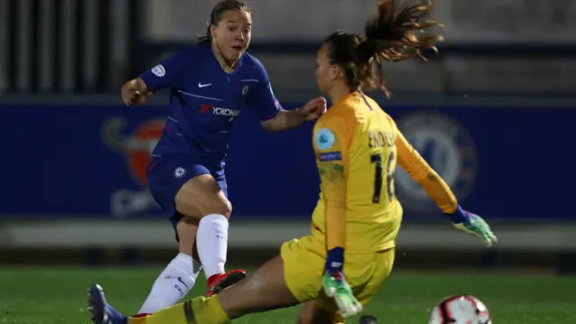 Fran Kirby almost scores for Chelsea