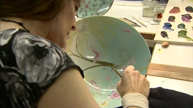 A bowl being painted at Wedgwood