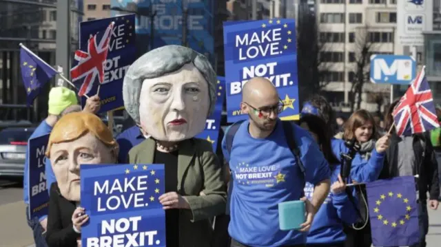 Anti-Brexit demonstrators outside the EU Commission Building