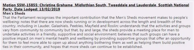 Men's Sheds motion