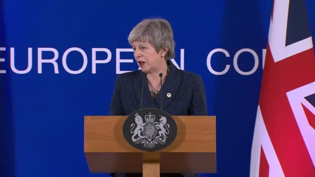 Theresa May speaking in Brussels