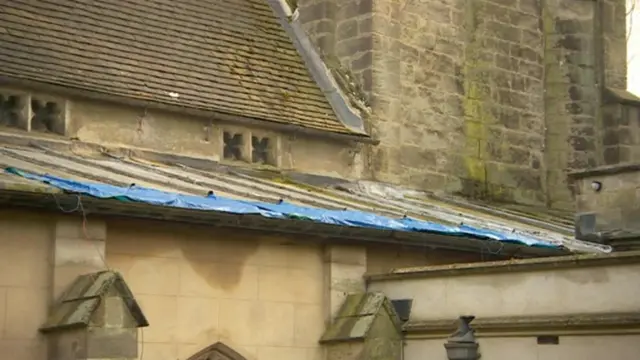 Damage to church roof